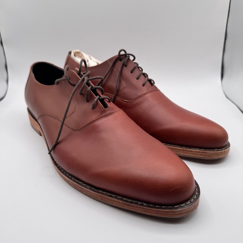 Nisolo Oxford Loafers Leather Dress Shoes Brandy Red Men's 13 Lace Up New in Box